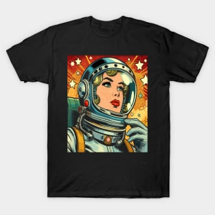 Female Astronaut Comic Book Style T-Shirt